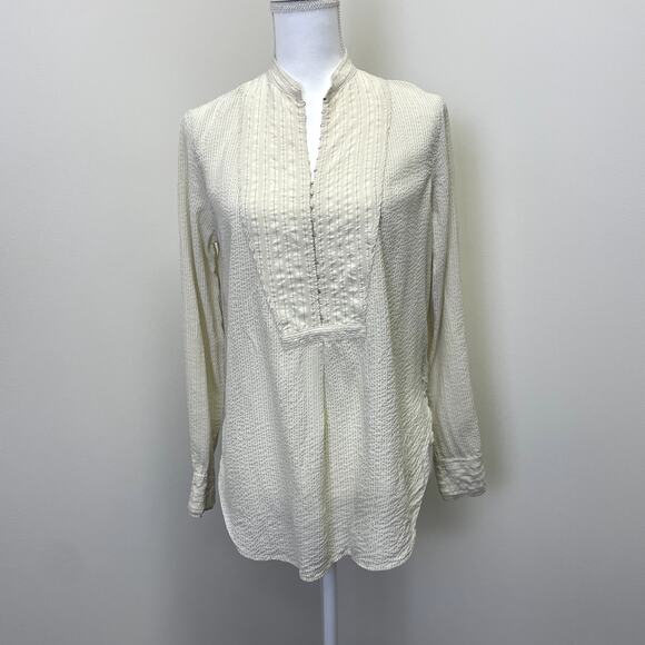 Rag & Bone Alfie Silk Shirt in Beige Stripe S - Picture 2 of 16